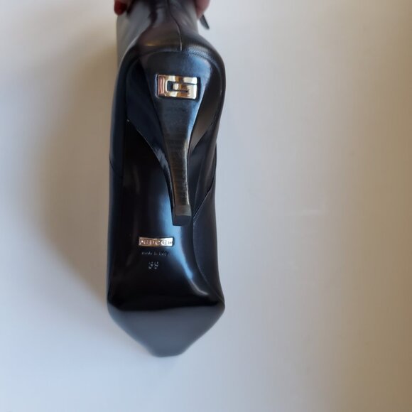 NIB Gucci square G black leather booties IT 38.5 US 8.5 - Picture 10 of 11